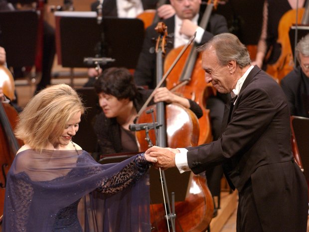Claudio Abbado and soprano Renée Fleming after a concert, 2004